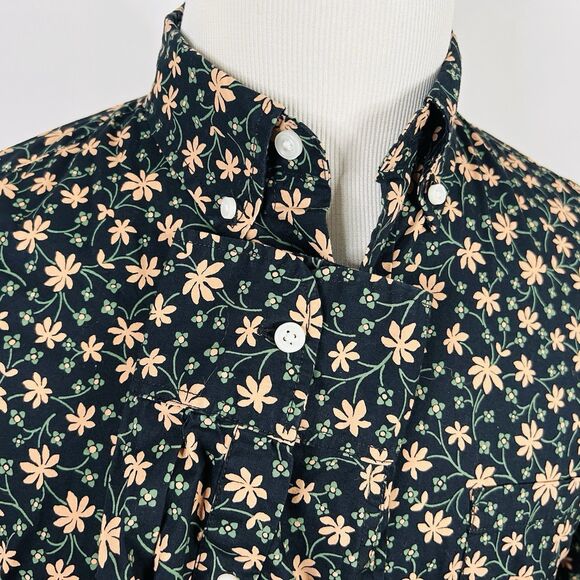 J Crew Medium Slim Fit Flex Washed Shirt Floral Print Yellow Green Button Down - Picture 4 of 5